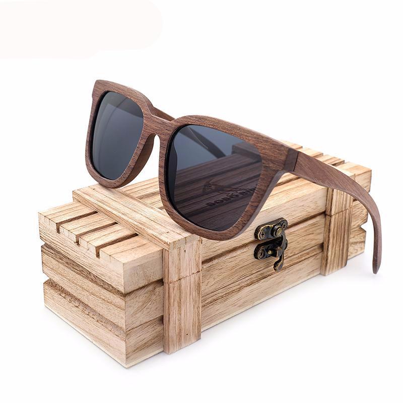 Unisex Square Polarized 'Anchor' Natural Wooden Sunglasses — Eye Shop Direct