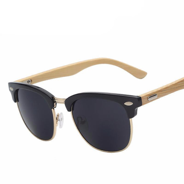 Half Frame Wooden Sunglasses