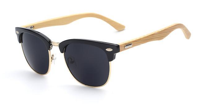 Half Frame Wooden Sunglasses