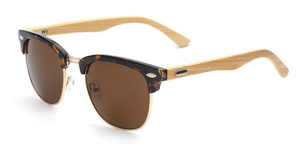 Half Frame Wooden Sunglasses