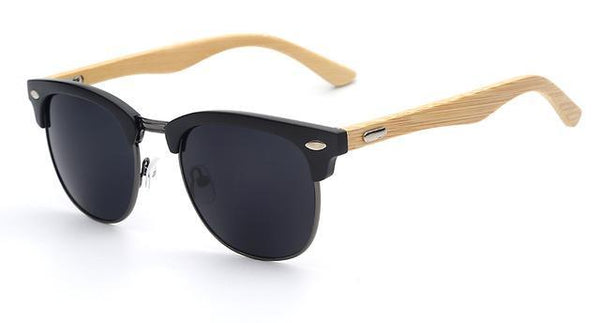 Half Frame Wooden Sunglasses