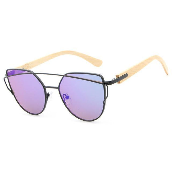 Cat Eye Fashioned Wooden Sunglasses