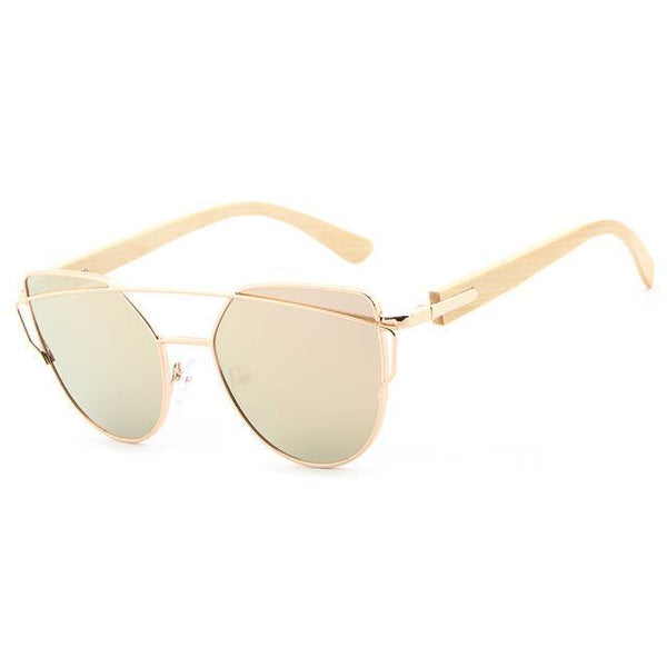 Cat Eye Fashioned Wooden Sunglasses